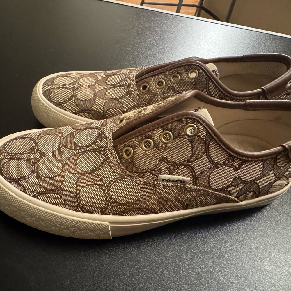 Coach Tan Monogram Canvas Sneakers